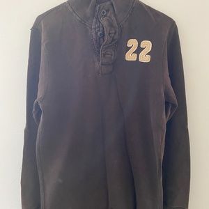 Hollister Quarter Button Up Brown & Tan Long Sleeve Sweater